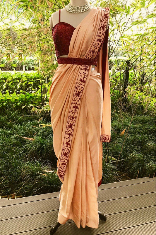 Dolla silk saree with thread & stone border work