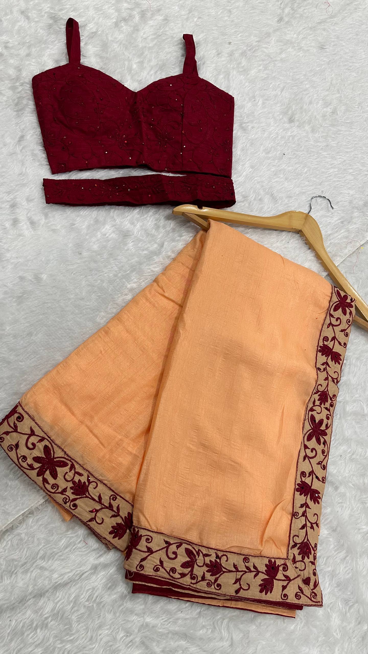 Dolla silk saree with thread & stone border work