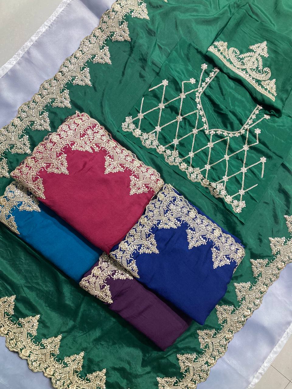 Partykleidung aus weichem Rangoli-Seidensari