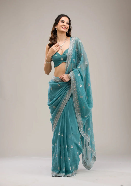 Heavy Crunchy Ciffon Saree