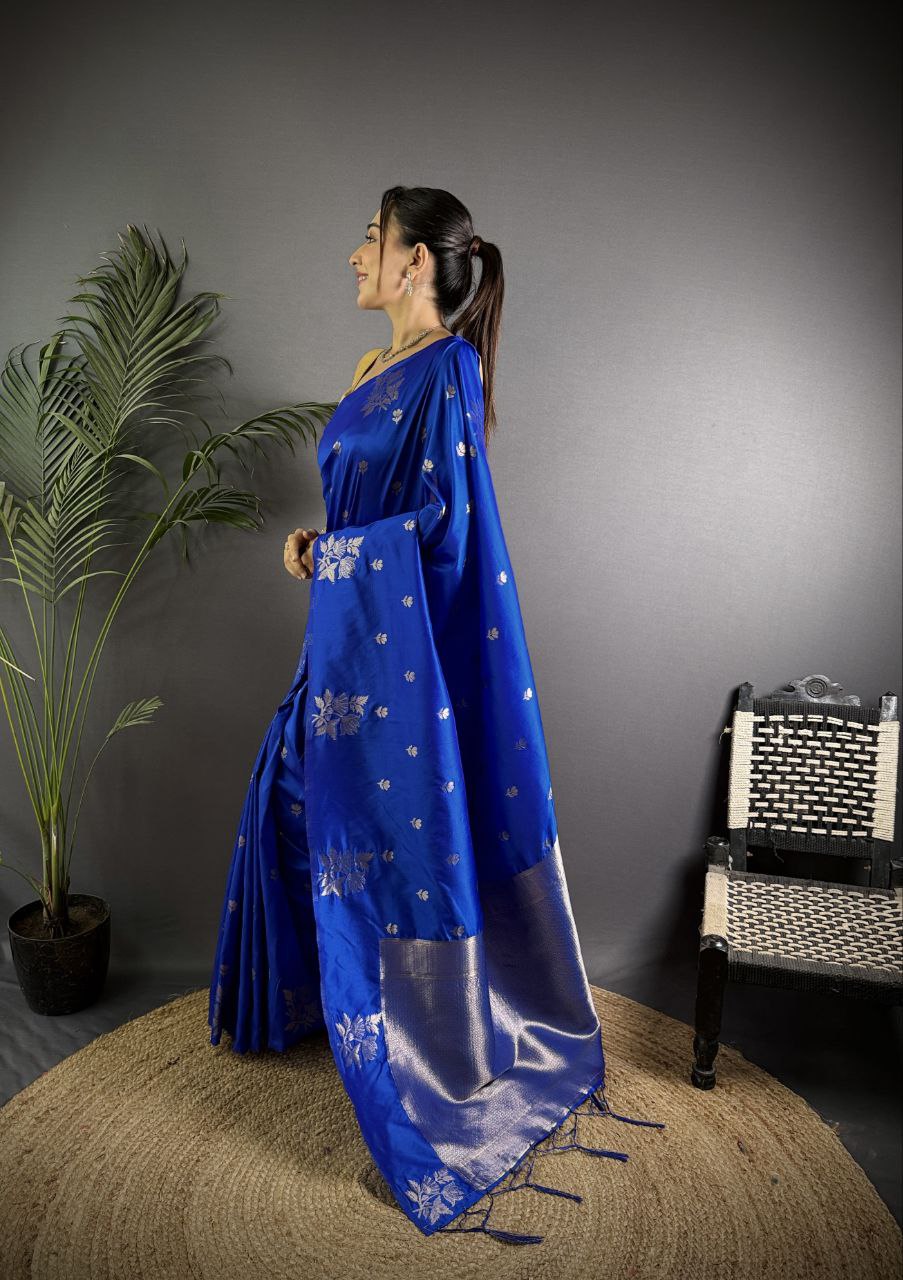 Very Unique lichi silk saree with Beautiful Flower Saree