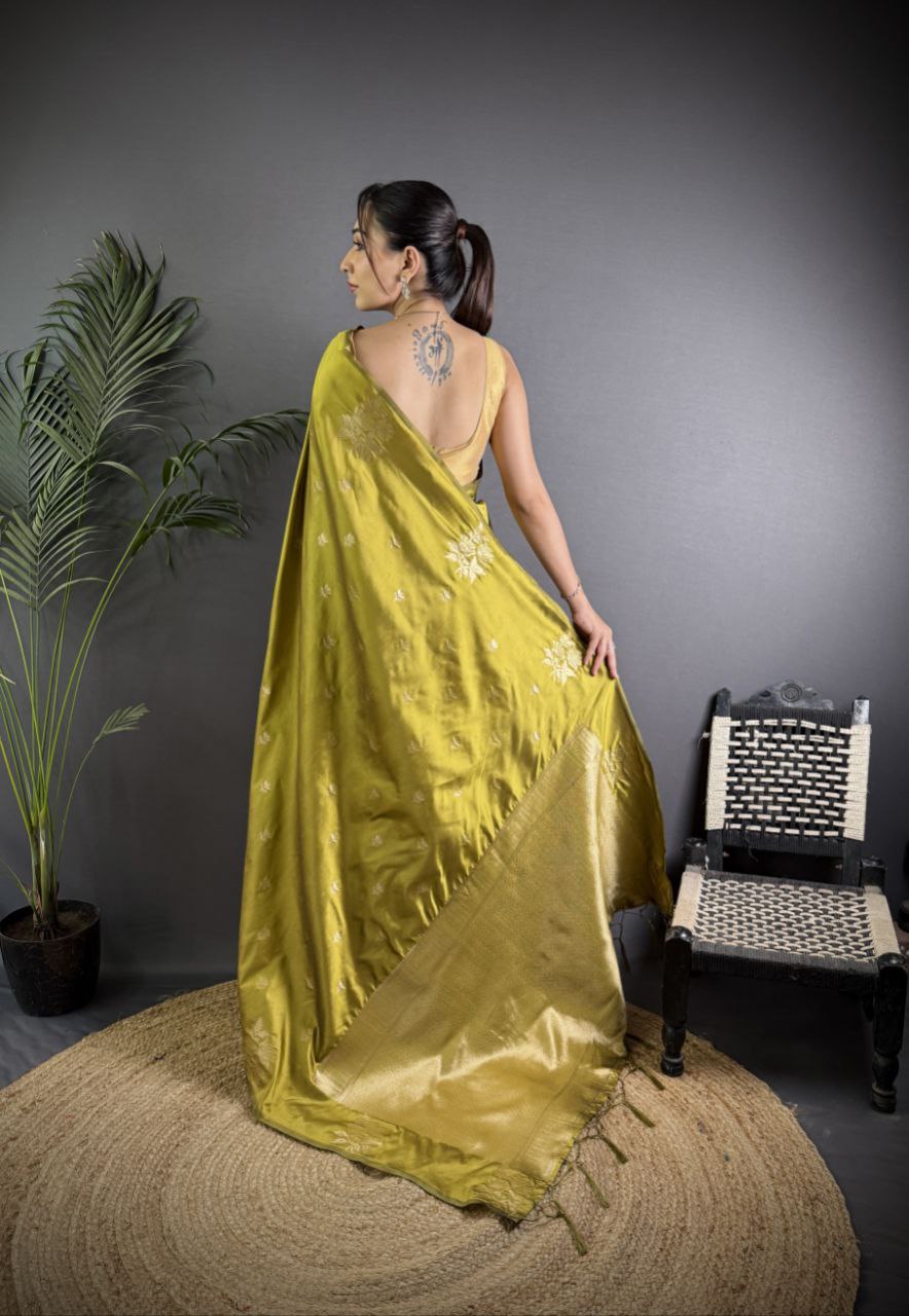 Very Unique lichi silk saree with Beautiful Flower Saree