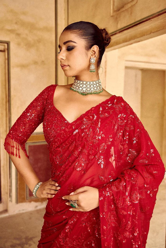 Partykleidung aus weichem Rangoli-Seidensari