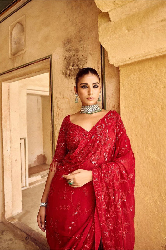 Partykleidung aus weichem Rangoli-Seidensari