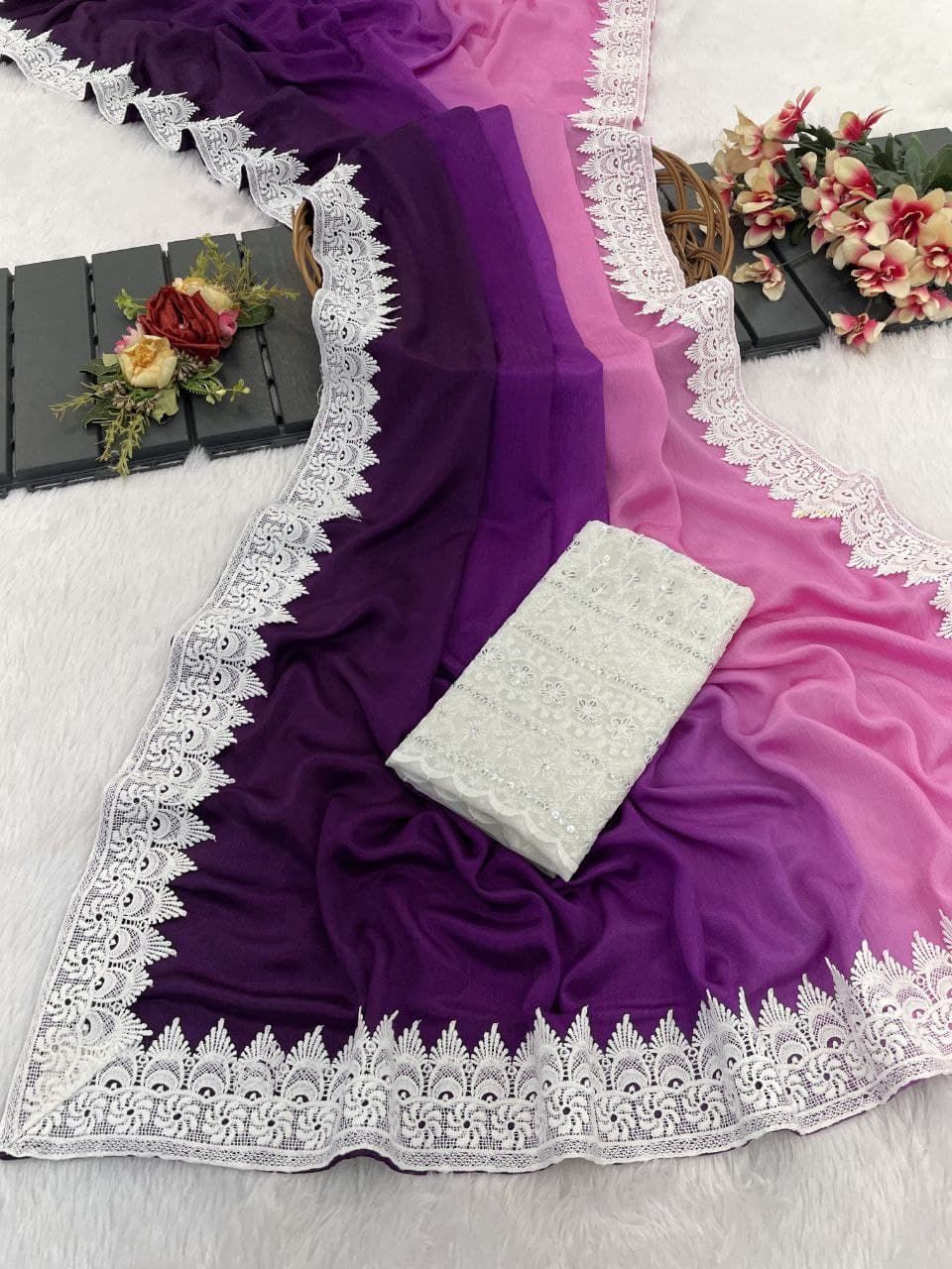 PRESENT NEW CHINNON PEDDING LOOK SAREE