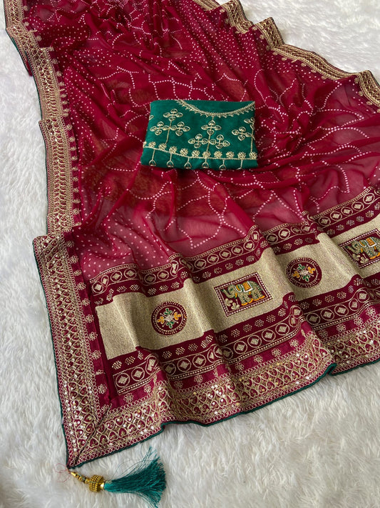 60 gram georgette with heavy Coding Sequence border saree