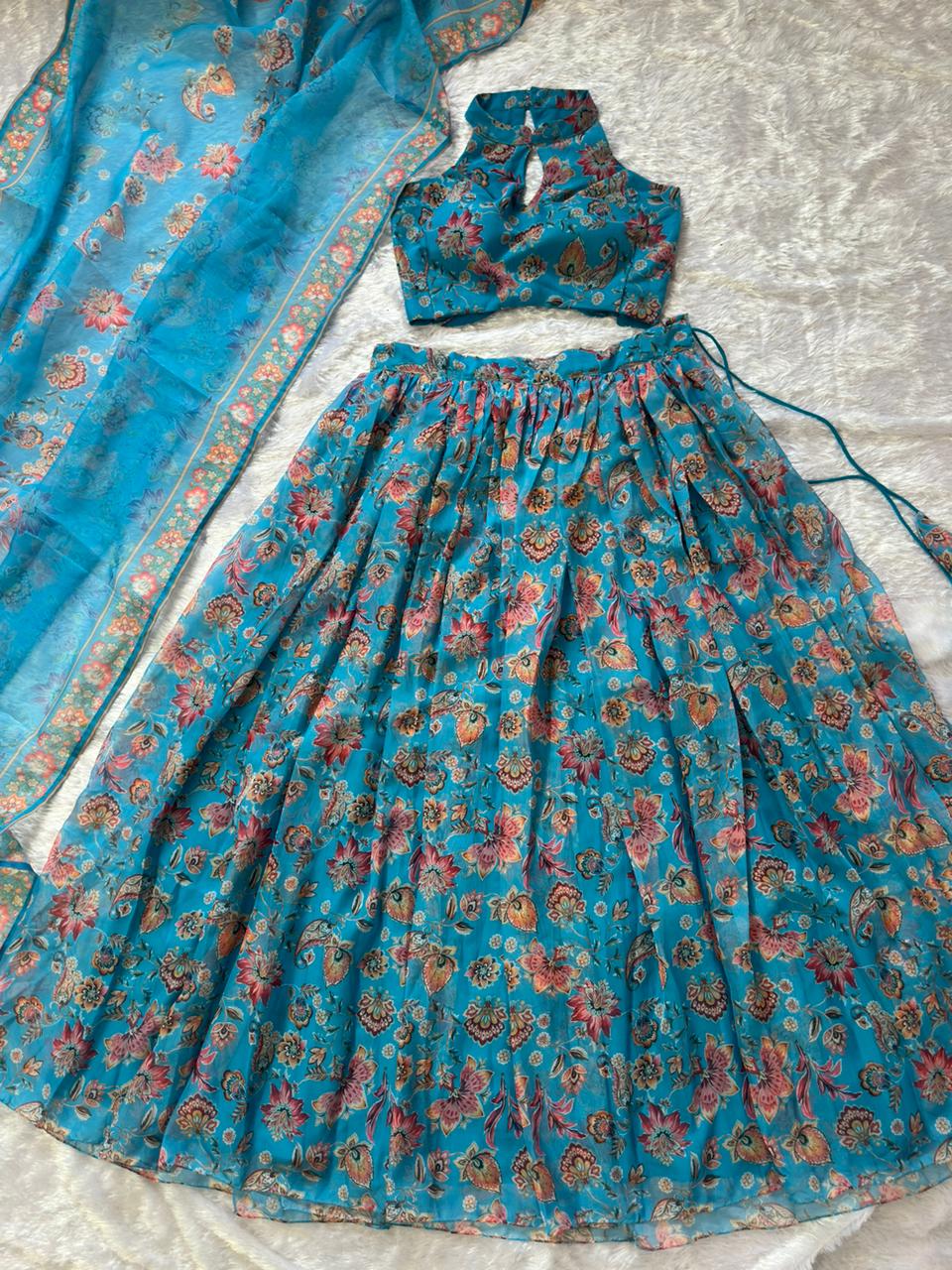 Beautifully printed lehenga with rich all over floral motifs