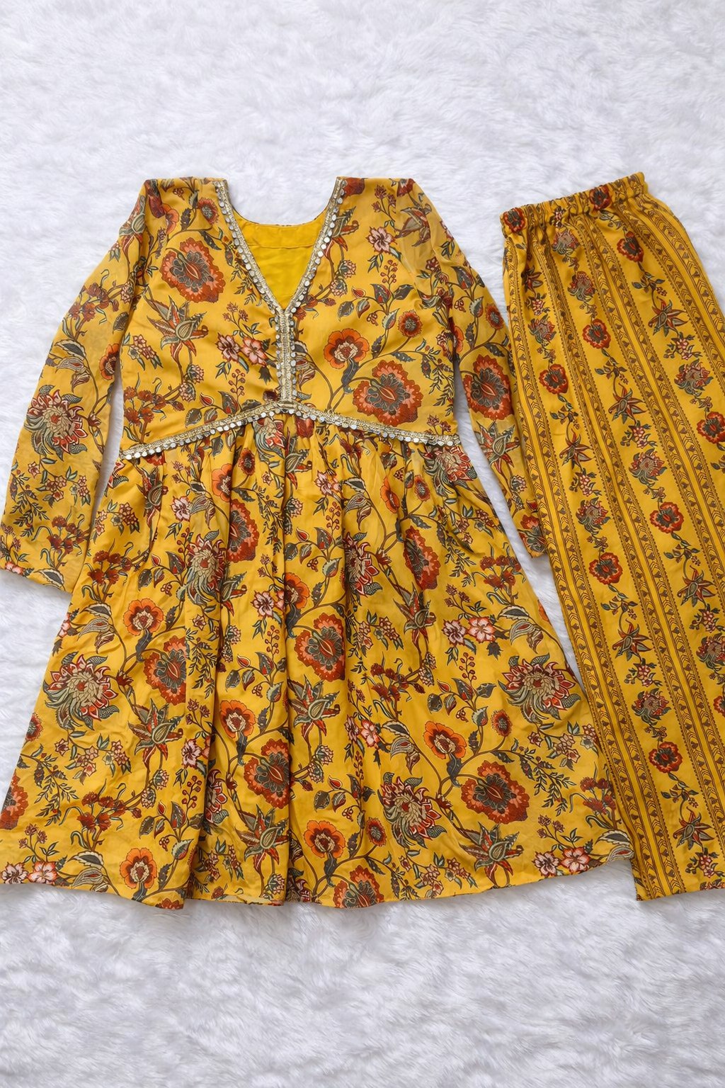 beautiful Digital printed pure Organza silk flared kurti