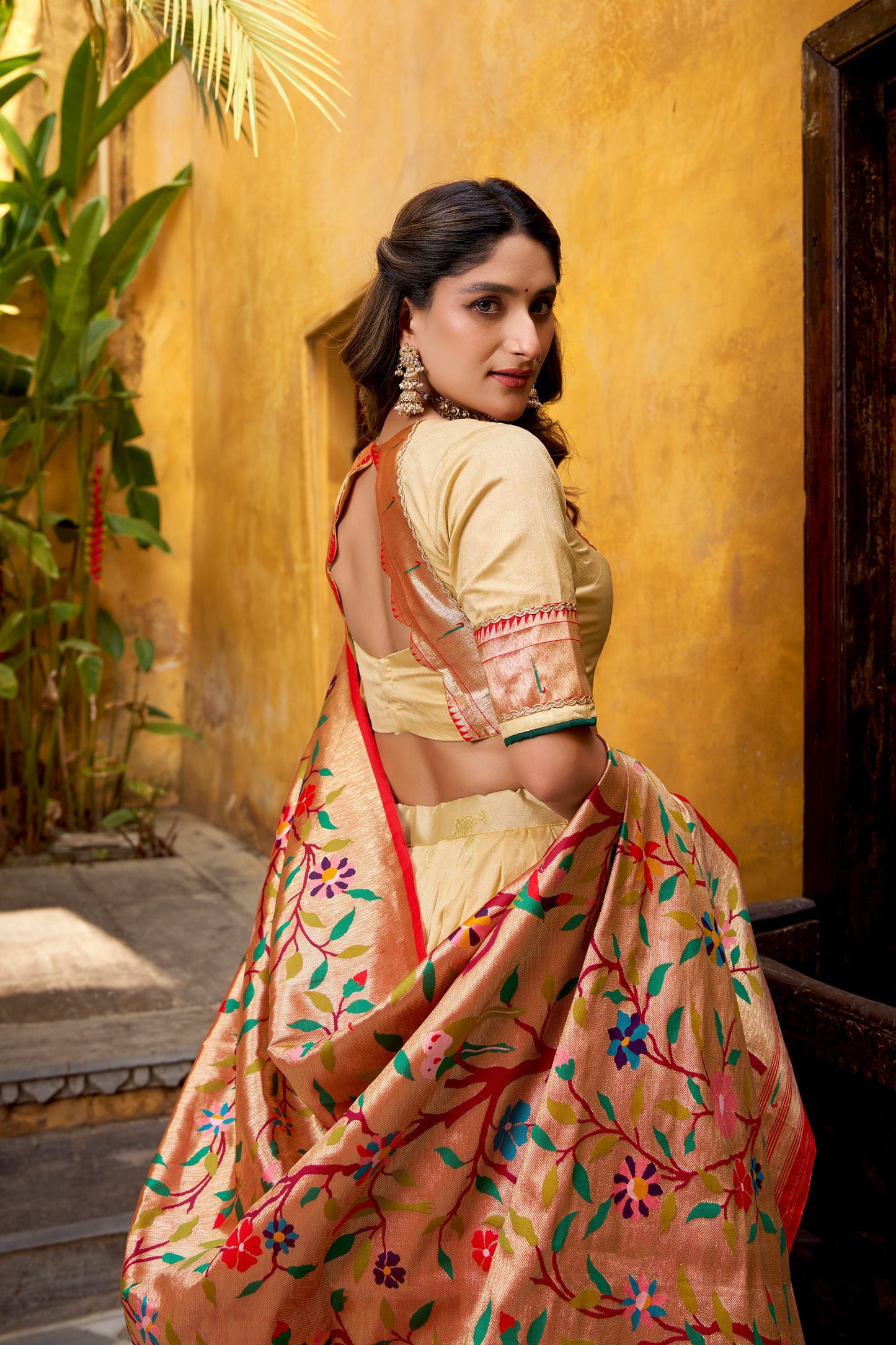 Silk Paithani Zari Weaving Work With Lace Border Lehenga
