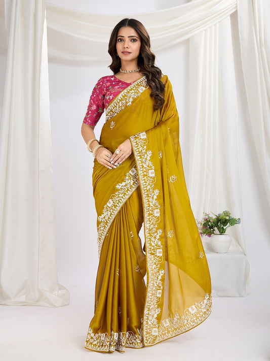 Wedding Wear Haldi Special Exclusive Party Wear Saree