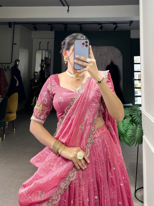 Sequins and Thread Embroidery Work Lehenga Choli