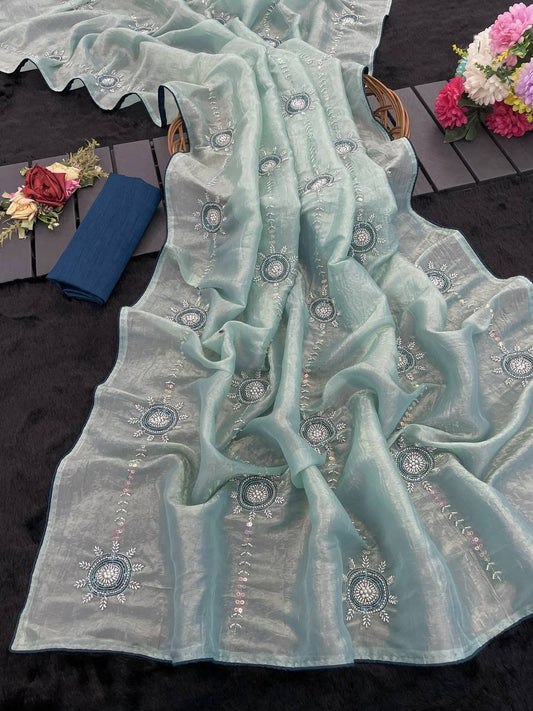 Premium soft Kerala silk fabrics beautiful 5 mm sequins coding Saree