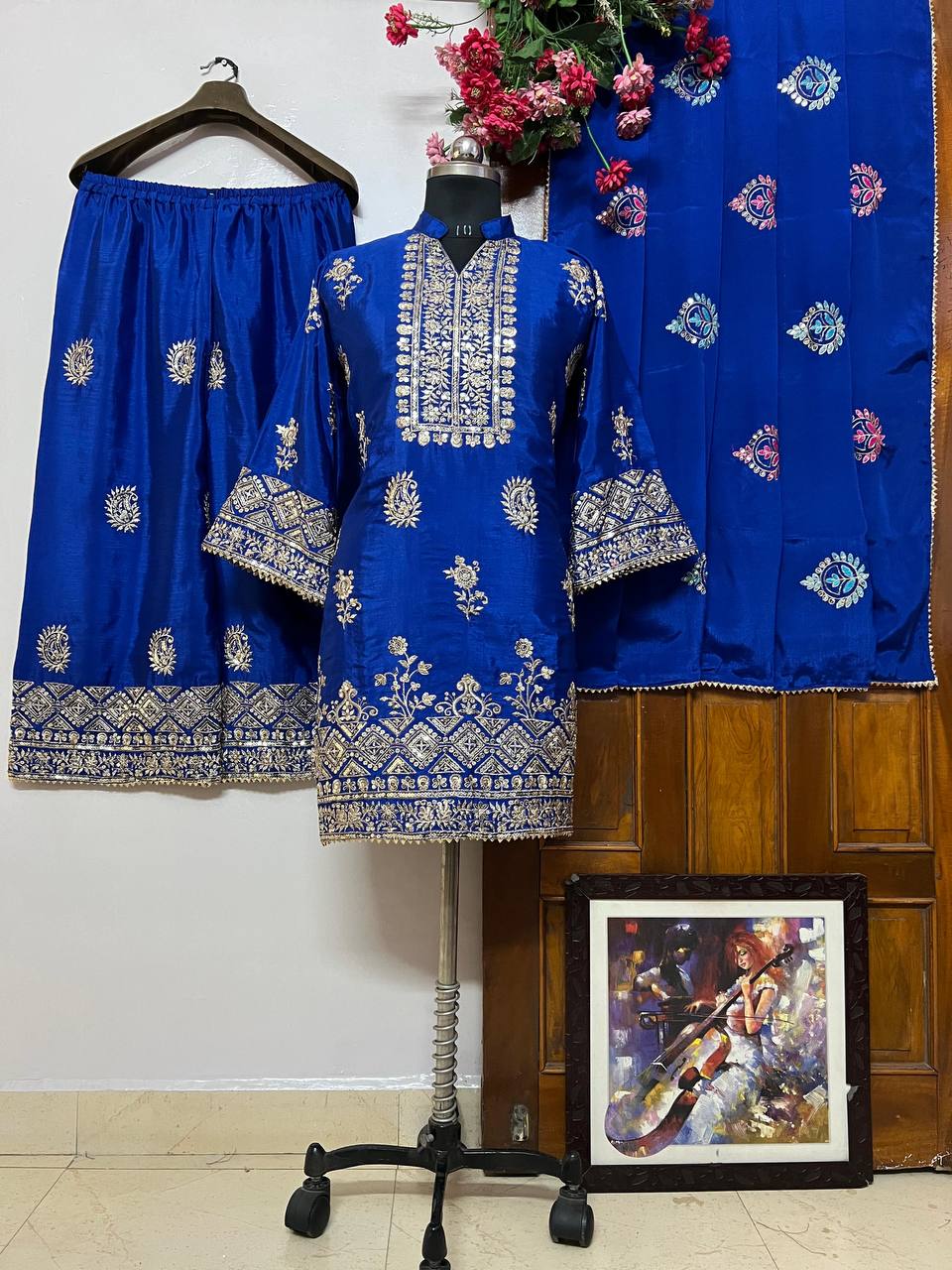 CHINON SILK WITH BEAUTIFUL SEQUINS EMBROIDERY WORK