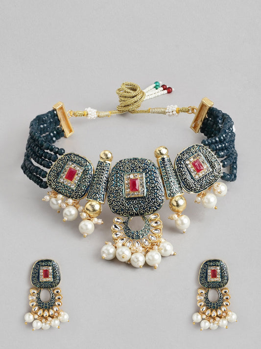 Women Gold-Plated Kundan Jewellery Set
