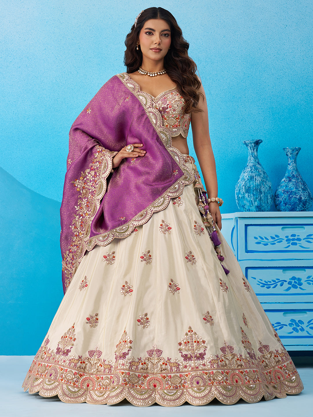 Attrective Designer Sequance Thread Embroidery Work Lehenga