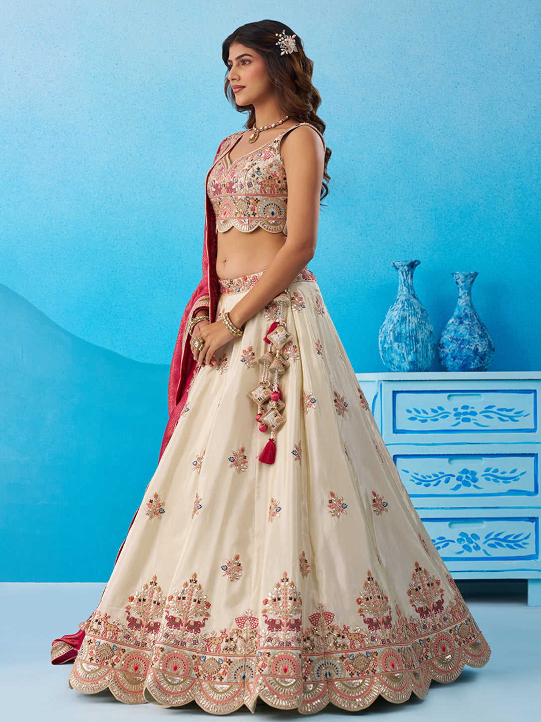 Attrective Designer Sequance Thread Embroidery Work Lehenga