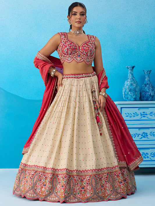 Attrective Designer Sequance Thread Embroidery Work Lehenga