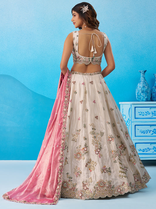 Attrective Designer Sequance Thread Embroidery Work Lehenga