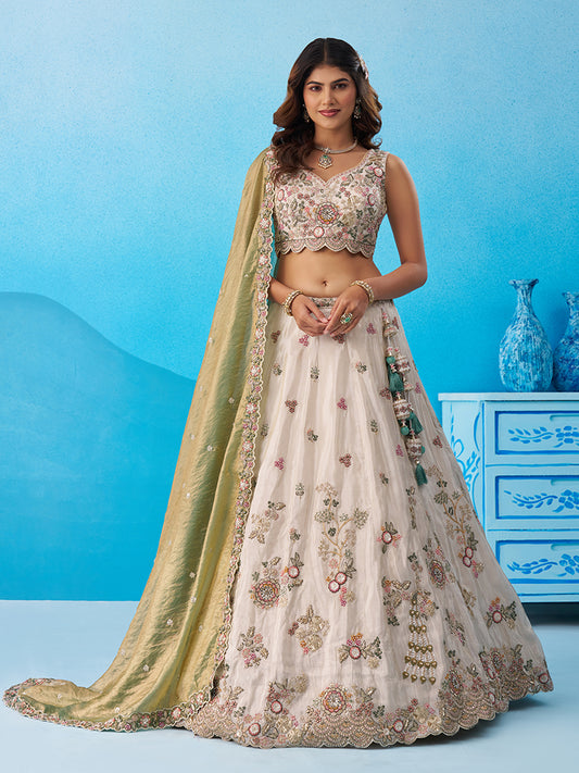 Attrective Designer Sequance Thread Embroidery Work Lehenga