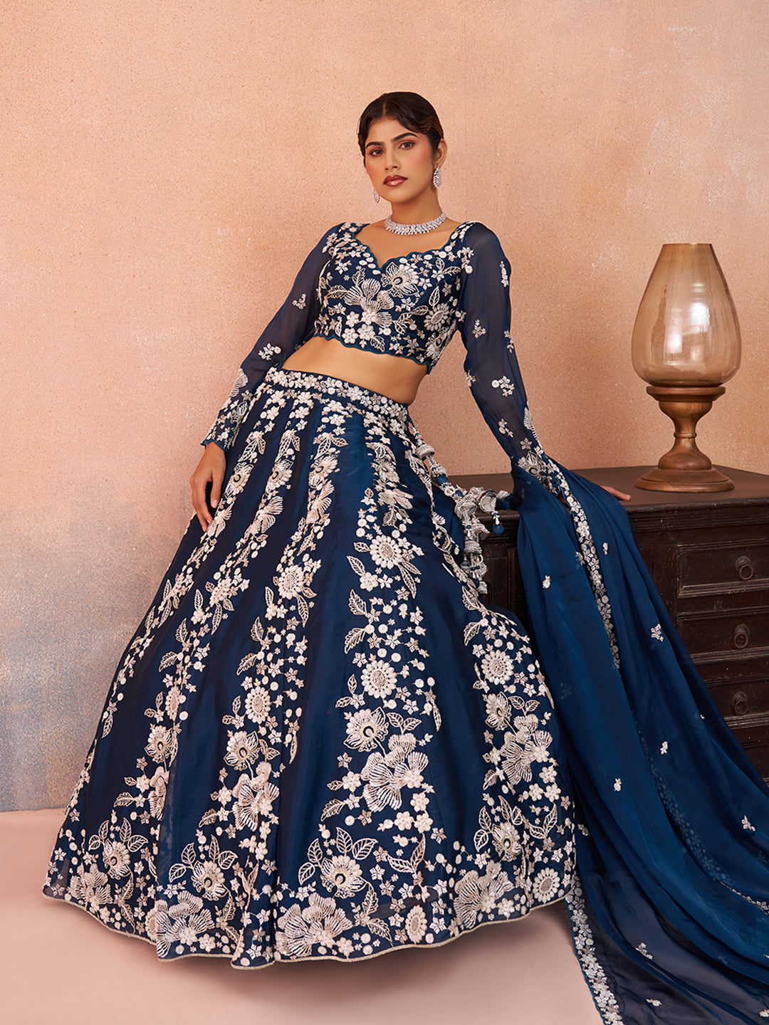 Attrective Designer Sequance Thread Embroidery Work Lehenga