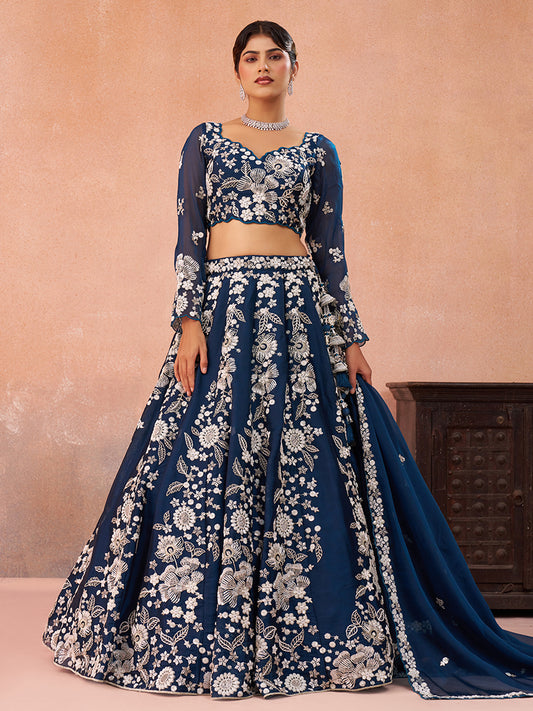 Attrective Designer Sequance Thread Embroidery Work Lehenga