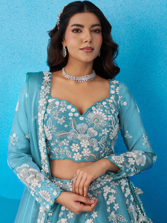 Attrective Designer Sequance Thread Embroidery Work Lehenga