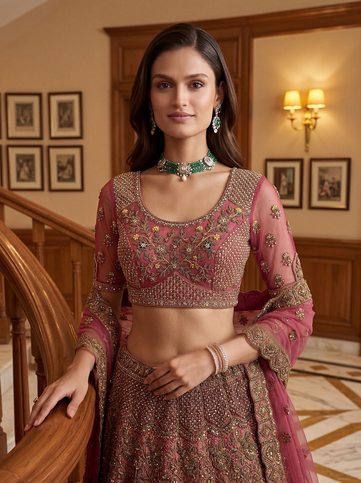 Fancy Chapat Jari Sequance Multy Thread Dori Embroidery Zircon Diamond Work Lehenga