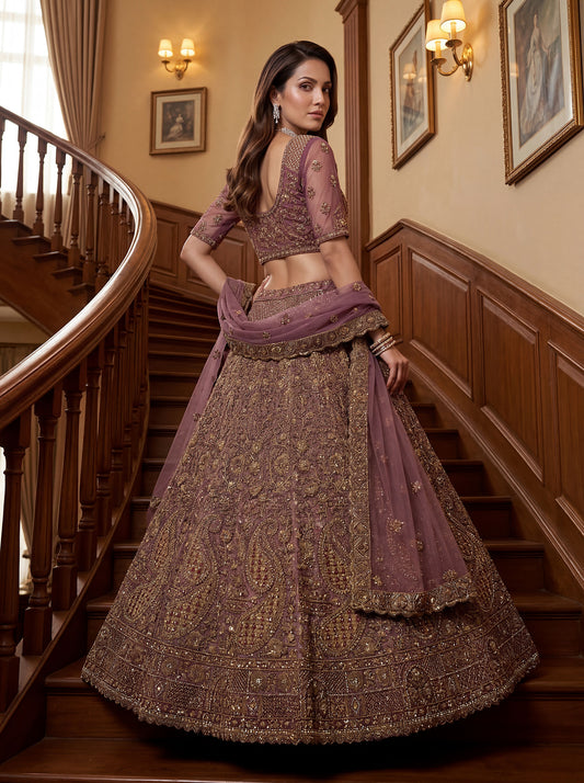 Fancy Chapat Jari Sequance Multy Thread Dori Embroidery Zircon Diamond Work Lehenga