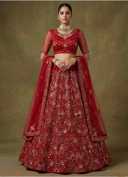 Beautified With Fancy 3D Sequance Multy Thread Embroidery Work Lehenga