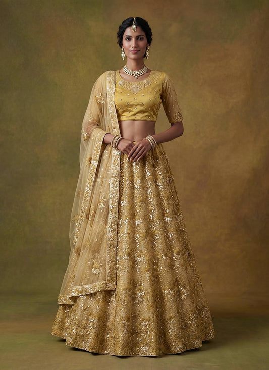 Beautified With Fancy 3D Sequance Multy Thread Embroidery Work Lehenga