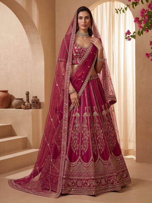 Gadhwal Silk And Dupatta Are Fabricated On Net Pair Lehenga