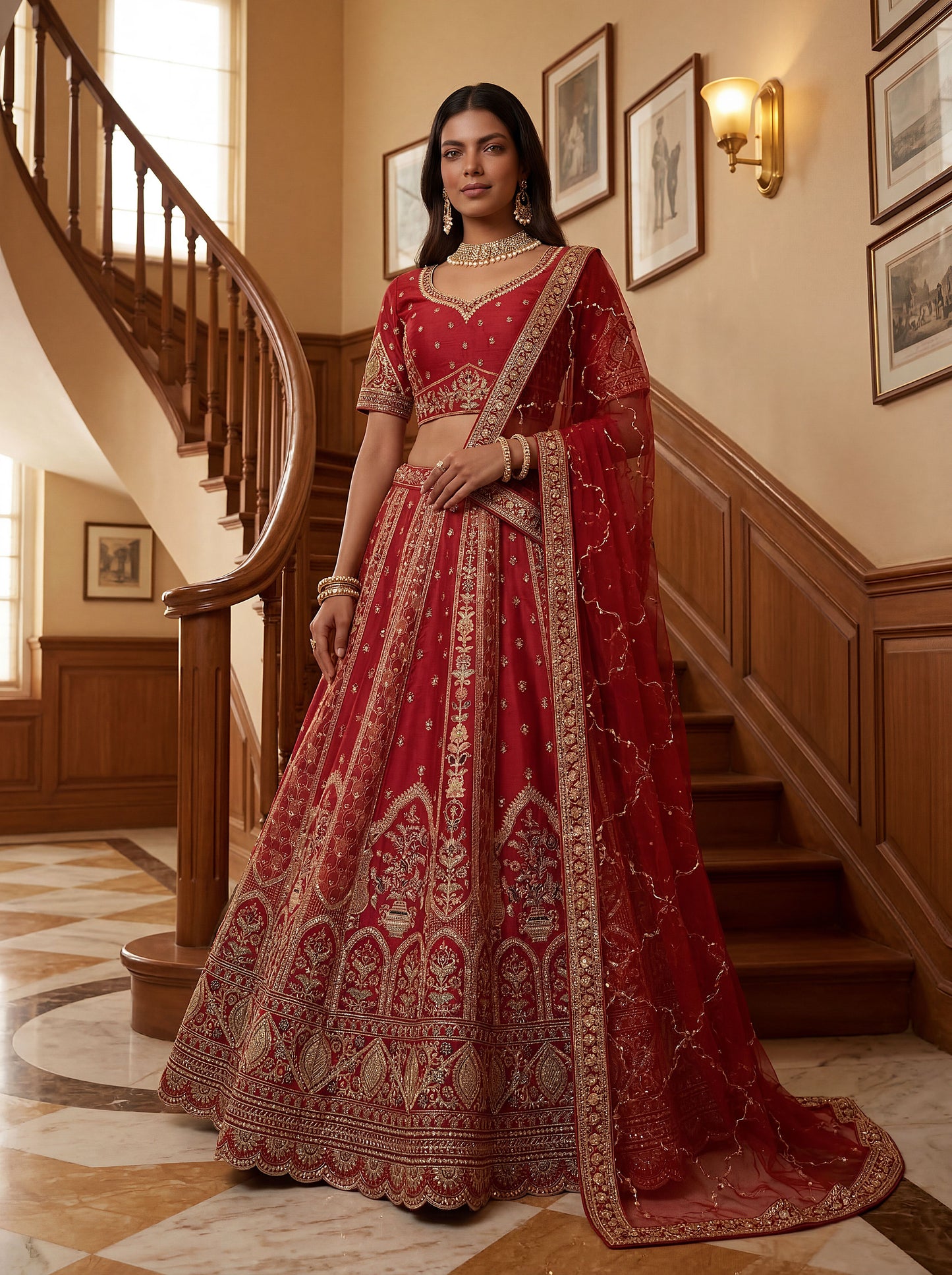 Gadhwal Silk And Dupatta Are Fabricated On Net Pair Lehenga
