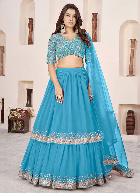 Fancy Designer Georgette Pair With Dupatta Are Soft Net Lehenga