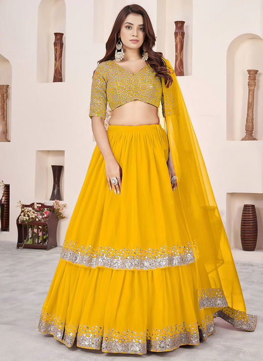 Fancy Designer Georgette Pair With Dupatta Are Soft Net Lehenga