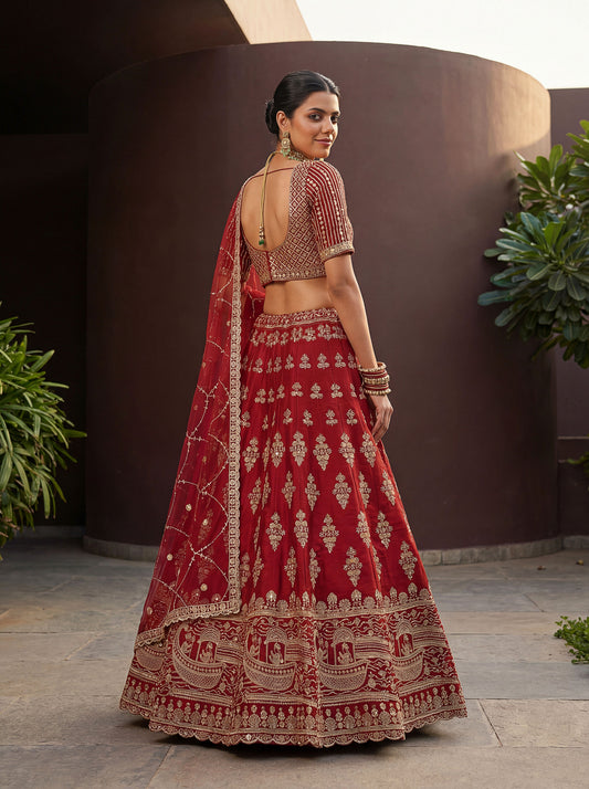 Fancy Designer Various Sequance Embroidery Crystal Pipe Hand Work Lehenga