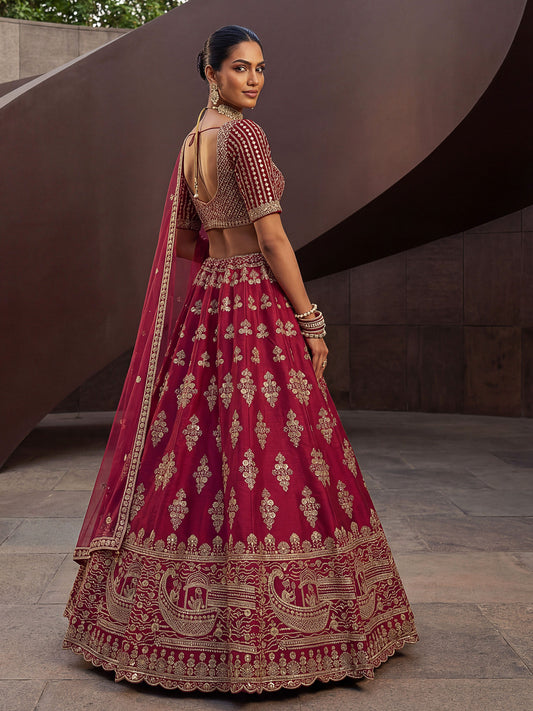 Fancy Designer Various Sequance Embroidery Crystal Pipe Hand Work Lehenga