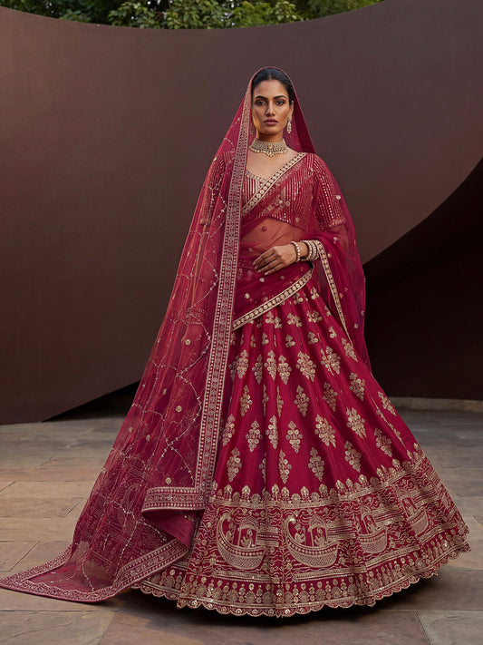 Fancy Designer Various Sequance Embroidery Crystal Pipe Hand Work Lehenga