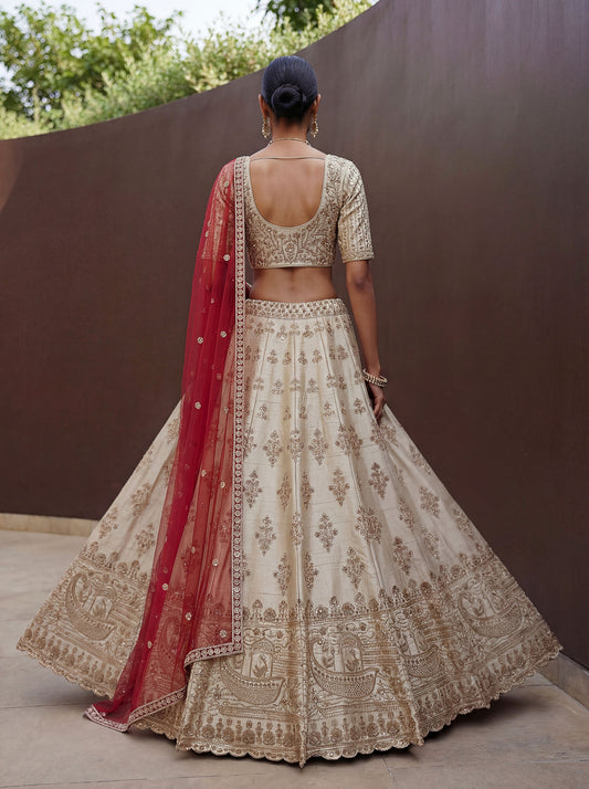 Fancy Designer Various Sequance Embroidery Crystal Pipe Hand Work Lehenga