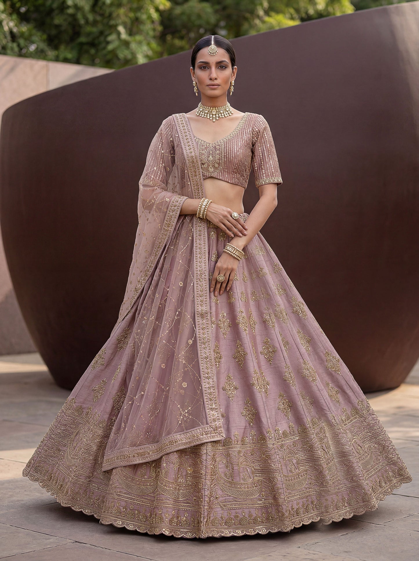 Fancy Designer Various Sequance Embroidery Crystal Pipe Hand Work Lehenga