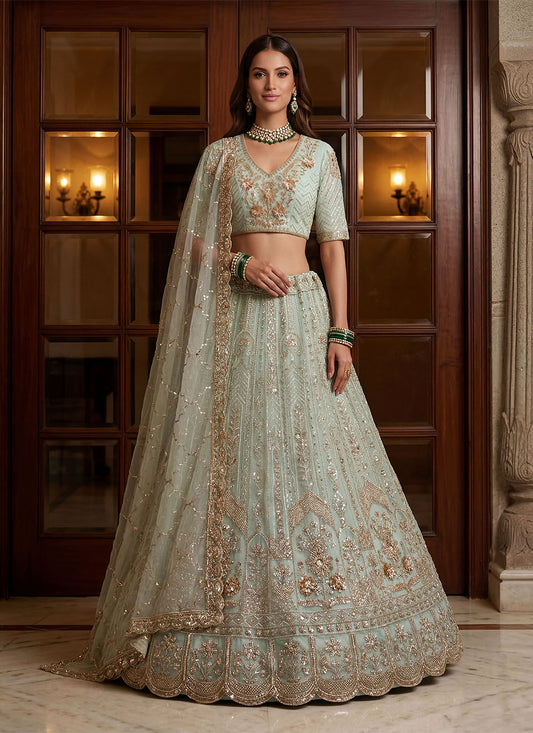 Fancy Designer Multy Thread Dori Embroidery Zarkhan Diamond Work Lehenga