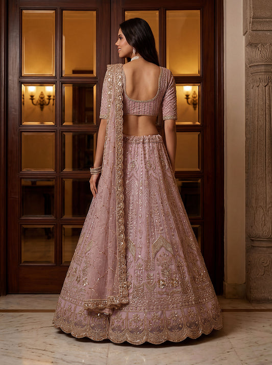 Fancy Designer Multy Thread Dori Embroidery Zarkhan Diamond Work Lehenga