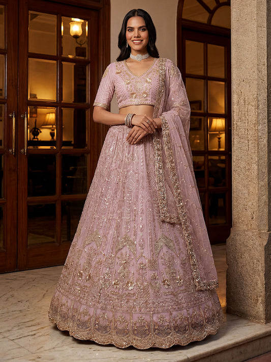 Fancy Designer Multy Thread Dori Embroidery Zarkhan Diamond Work Lehenga