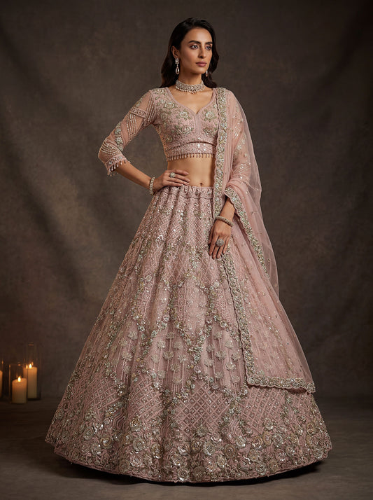 Beautified With Fancy Jari Sequanc Multy Thread Dori Embroidery Work Lehenga