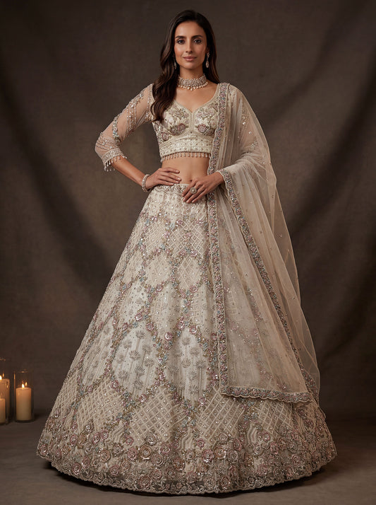 Beautified With Fancy Jari Sequanc Multy Thread Dori Embroidery Work Lehenga