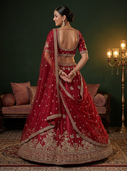Beautified With Fancy Jari Sequance Dori Embroidery Beads Work Lehenga