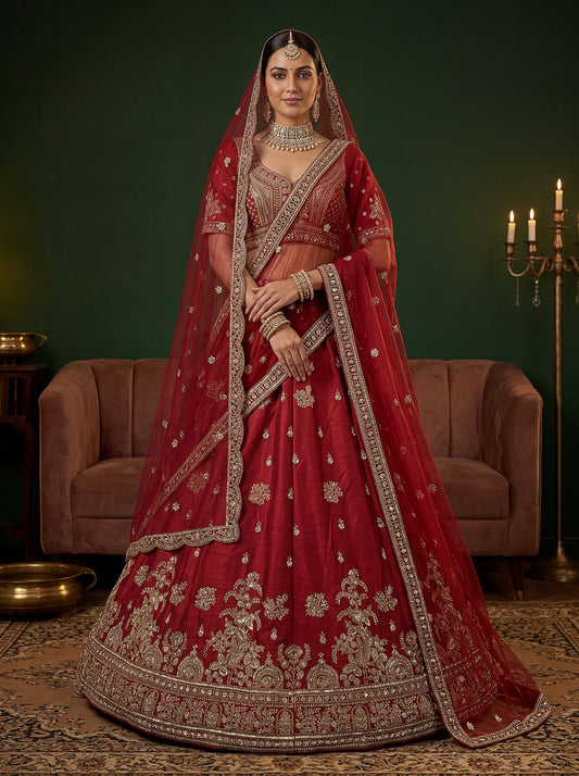 Beautified With Fancy Jari Sequance Dori Embroidery Beads Work Lehenga