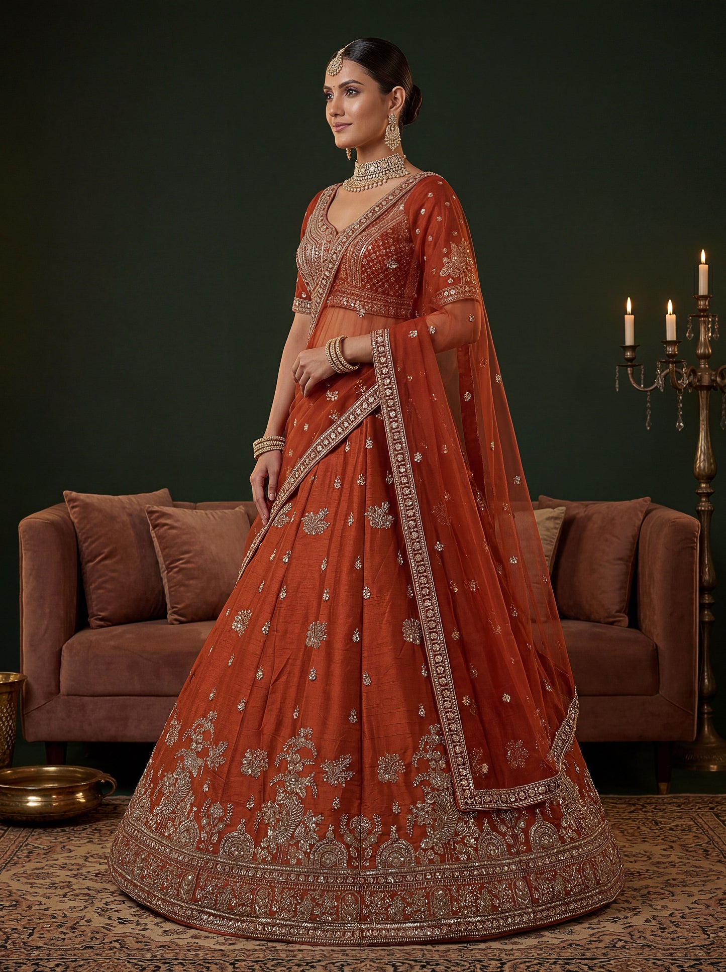Beautified With Fancy Jari Sequance Dori Embroidery Beads Work Lehenga