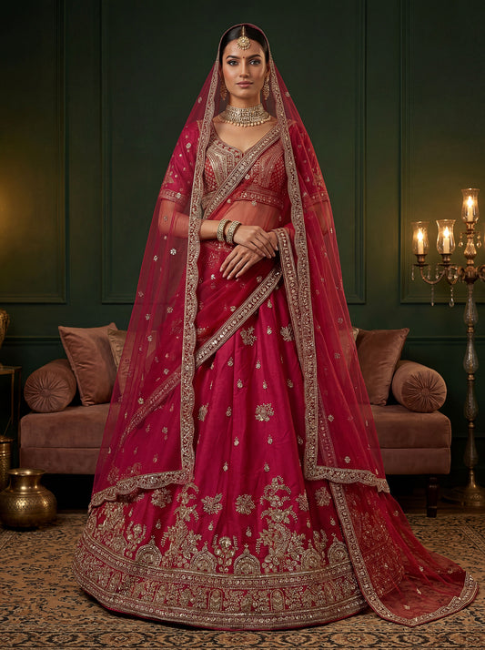 Beautified With Fancy Jari Sequance Dori Embroidery Beads Work Lehenga