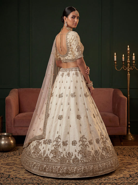 Beautified With Fancy Jari Sequance Dori Embroidery Beads Work Lehenga