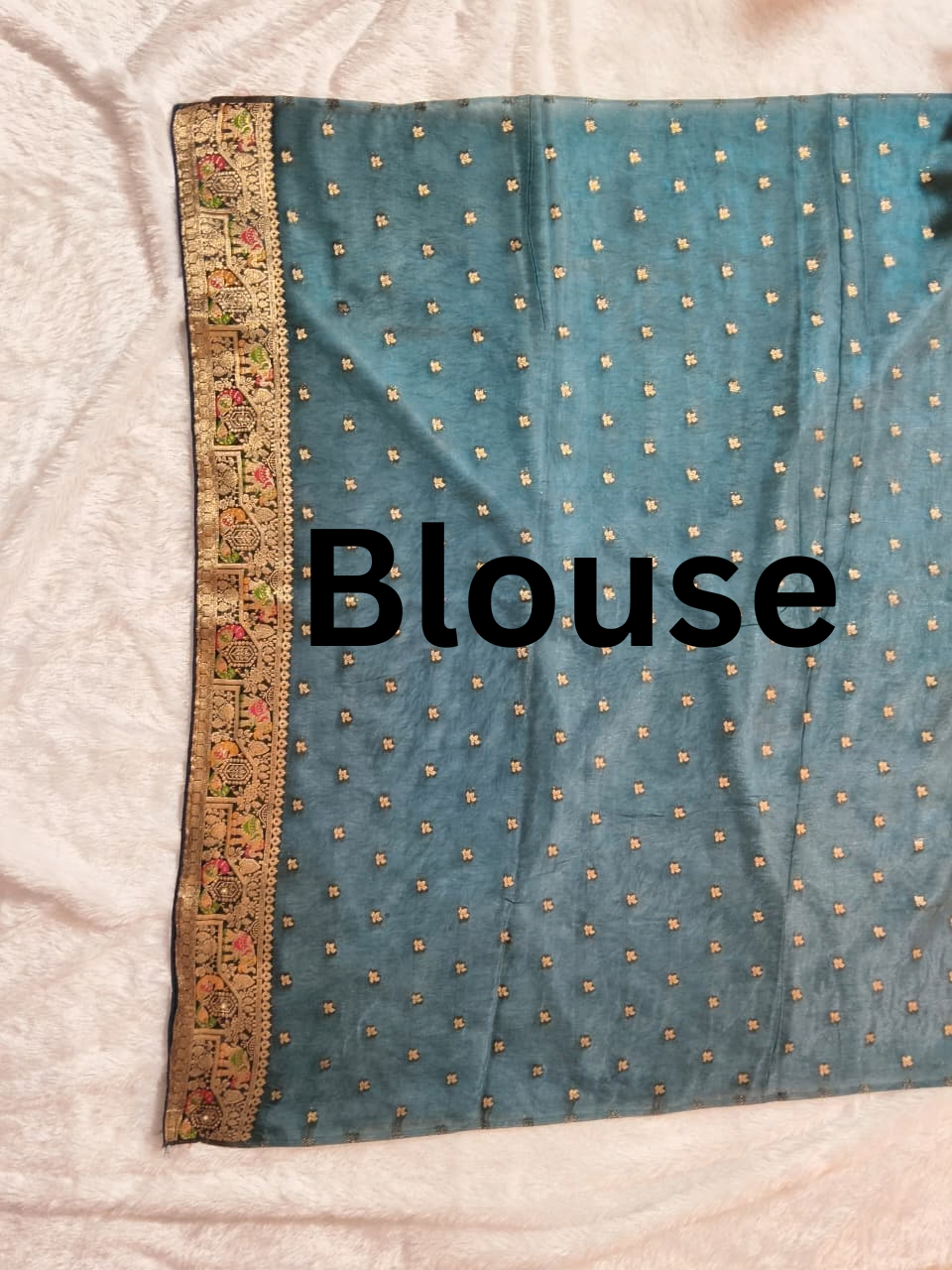 Royal Pure Silk Saree with Heavy C-Pallu Mirror & Moti Work